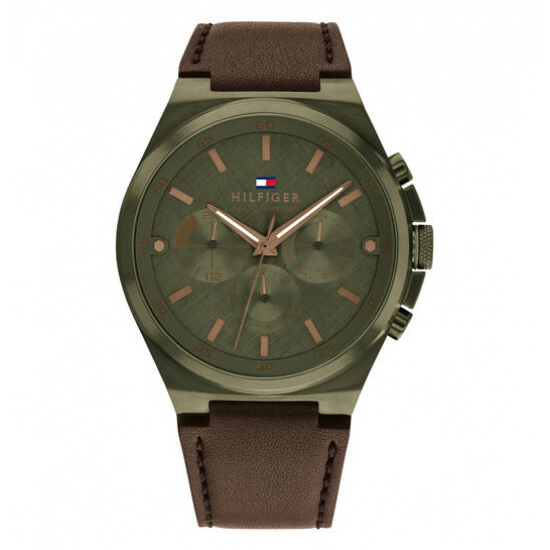 Tommy Hilfiger TH1792085 Dexter Heren Horloge met bruine lederen band. - 26200