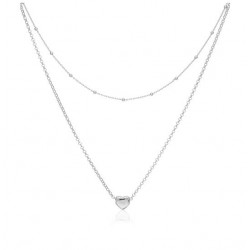 Zilveren collier, dubbel hart 45cm - 26219