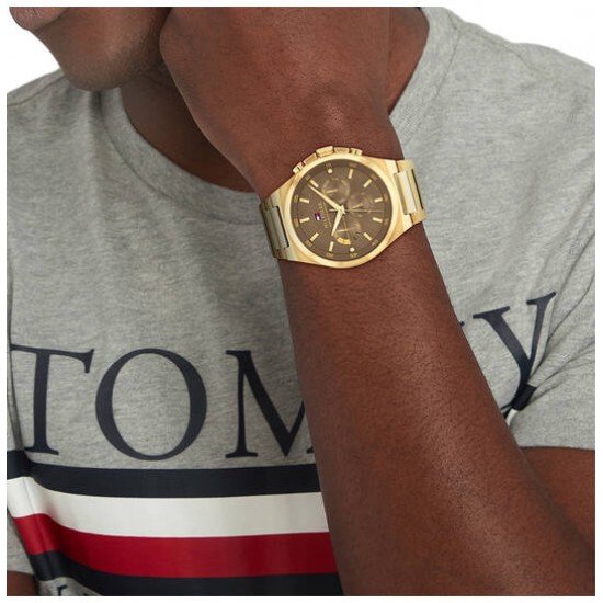 Tommy Hilfiger TH1792090 heren horloge. goudkleurige edelstalen kast en band. - 26237