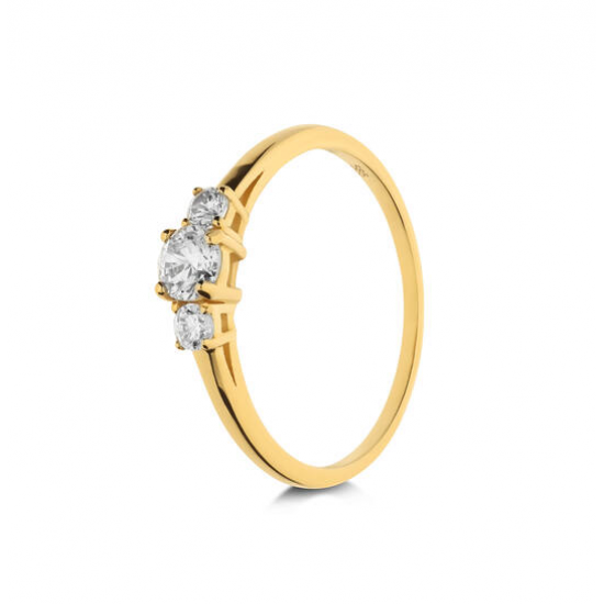 Geelgouden ring met zirkonia - 26248
