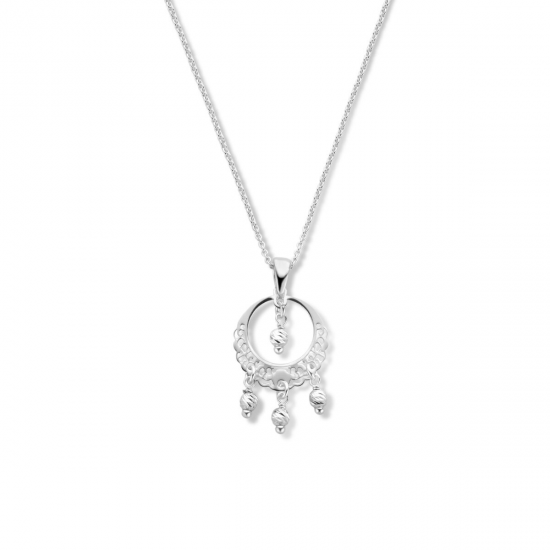 Gerhodineerd 925 zilveren collier met een hanger in filigrain stijl - 26255