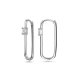 Zilveren klap oorringen paperclip, met zirkonia. - 26258