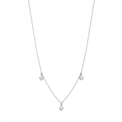 Zilver gerhodineerde collier met bloemen - 26260
