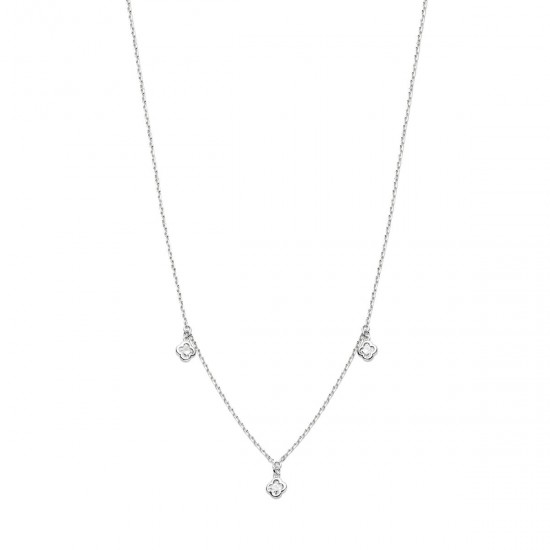 Zilver gerhodineerde collier met bloemen - 26260