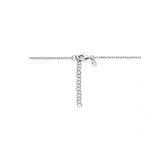 Zilver gerhodineerde collier met bloemen - 26260