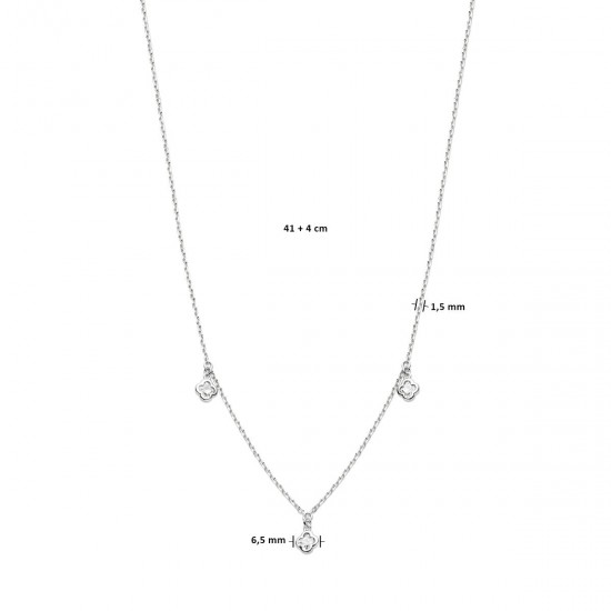 Zilver gerhodineerde collier met bloemen - 26260