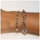Zilveren schakelarmband "koffieboon" 20cm - 26268