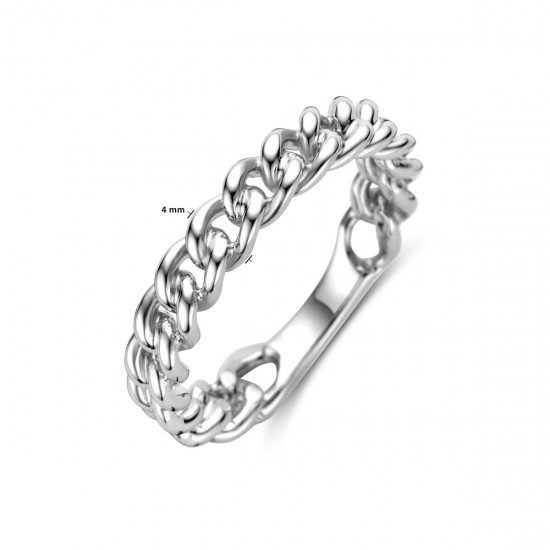 Gerhodineerd 925 zilveren ring met een breedte van 4mm. - 26295