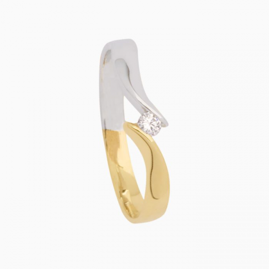 Bicolor ring met diamant 0.04CTR TW-VVS/VS - 26325
