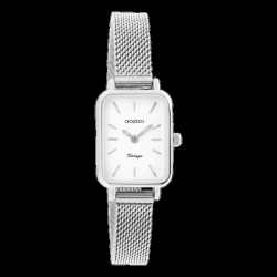 Zilverkleurige OOZOO horloge met zilverkleurige metalen mesh armband - C20266 - 26341