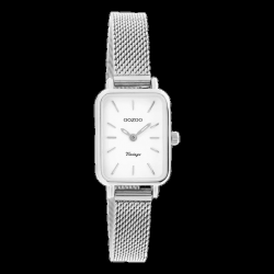 Zilverkleurige OOZOO horloge met zilverkleurige metalen mesh armband - C20266 - 26341