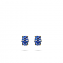 Zilver vergulde Oorstekers met donkerblauwe zirkonia. - 26353