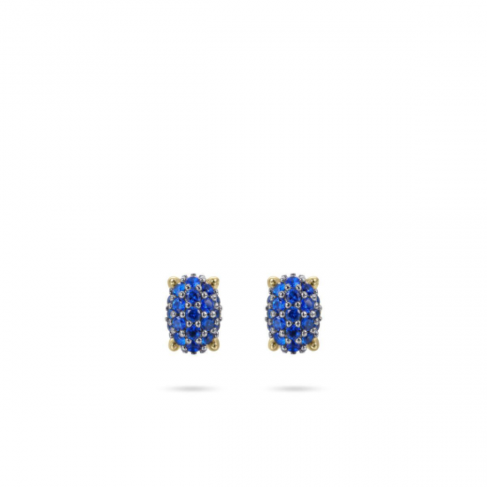 Zilver vergulde Oorstekers met donkerblauwe zirkonia. - 26353
