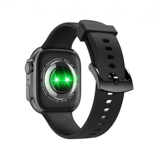 Smartwatch SW071 - Ø44 - ZWART met siliconenband. - 26359