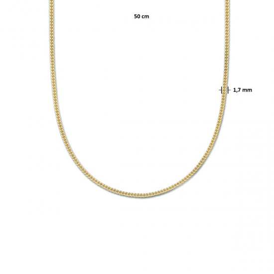 Zilveren collier gourmette 4-zijdes geslepen 1,8 mm 3 micronveren - 26367