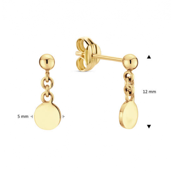 Dangling Disc Studs - 14 karaat goud - 26375