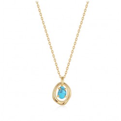 Ania Hai Turquoise Wave Circle Pendant collier - Gold plated - 26381
