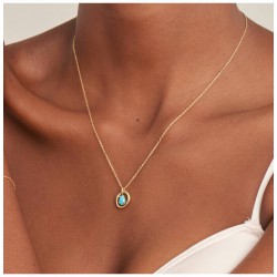Ania Hai Turquoise Wave Circle Pendant collier - Gold plated - 26381