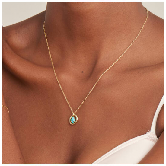 Ania Hai Turquoise Wave Circle Pendant collier - Gold plated - 26381