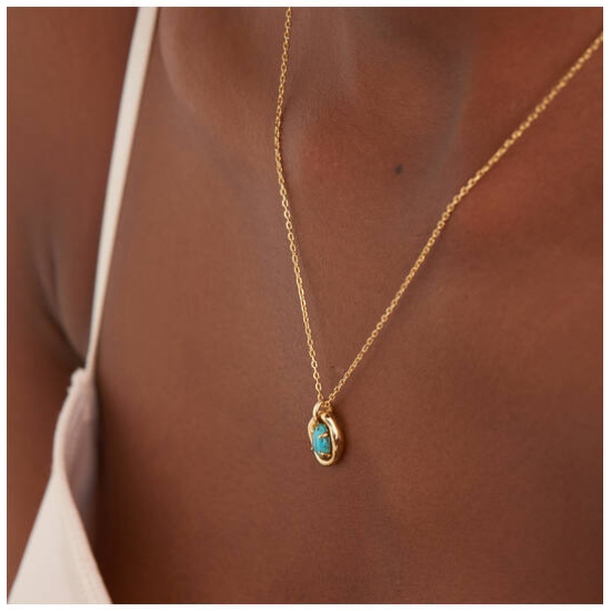 Ania Hai Turquoise Wave Circle Pendant collier - Gold plated - 26381