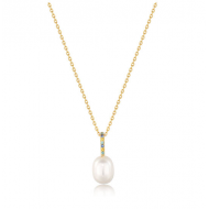 Ania Hai Gold Gemstone Pearl Drop Pendant Ketting - Gold Plated - 26385