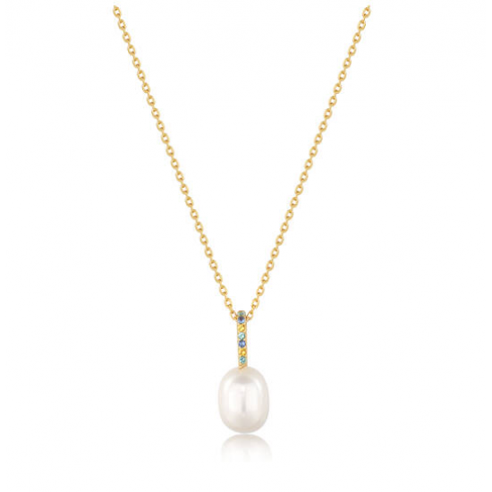 Ania Hai Gold Gemstone Pearl Drop Pendant Ketting - Gold Plated - 26385