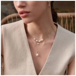 Ania Hai Gold Gemstone Pearl Drop Pendant Ketting - Gold Plated - 26385