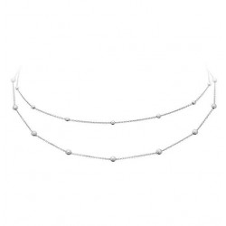 Zilveren anker collier bolletjes, schijfjes, lengte 43cm - 26388