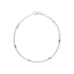 Zilveren schakelarmband, rond, lengte 19cm. - 26389