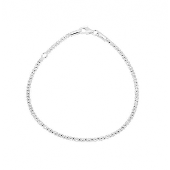 Zilveren schakelarmband, popcorn, 19cm - 26390