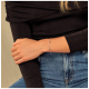 Glow zilveren schakelarmband met zwarte steentjes. - 26397