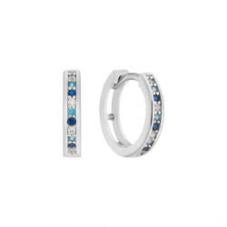 Glow klapoorringen zilver met blauwe en witte zirkonia. - 26406