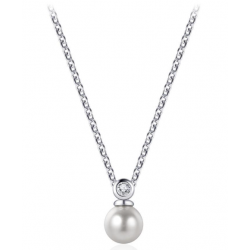 Zilveren Collier met Parel en Zirconia N1059 - 26432