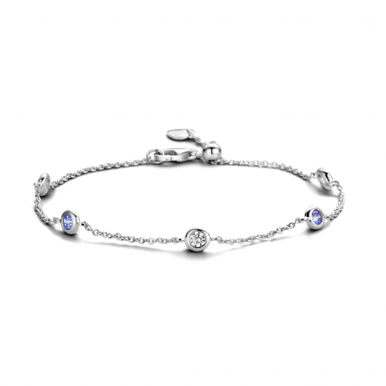 Zolveren armband met blauwe zirkonia - 26467