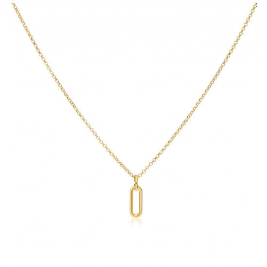 Goud op zilveren collier met hanger Boxlink. lengte 45cm dikte 1mm - 26475