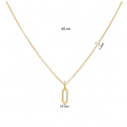 Goud op zilveren collier met hanger Boxlink. lengte 45cm dikte 1mm - 26475