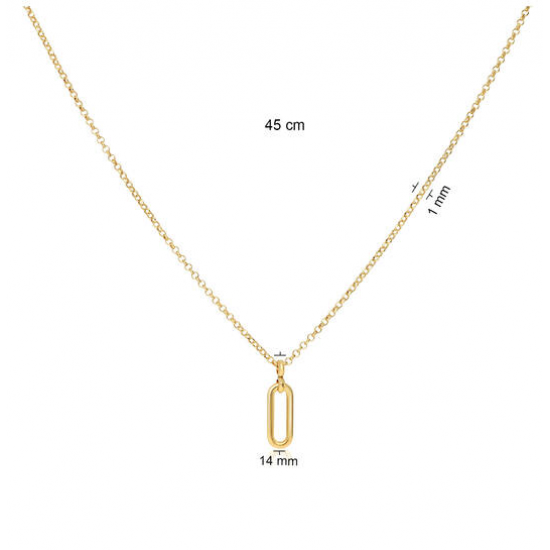 Goud op zilveren collier met hanger Boxlink. lengte 45cm dikte 1mm - 26475