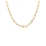 Zilveren vergulde paperclip collier lengte 45cm - 26479