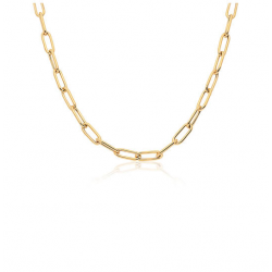 Zilveren vergulde paperclip collier lengte 45cm - 26479