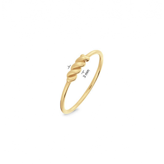 14krt geelgouden ring, twist small. maat 56 - 26487