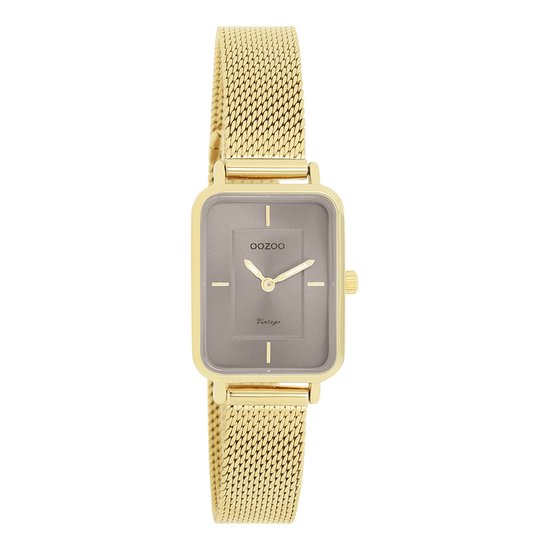 Goudkleurige OOZOO horloge met goudkleurige metalen mesh armband - 26531