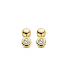 New 14krt Bling Gouden Oorknopjes - Bolletje - met Zirkonia - 2,5 x 5 mm - 26543