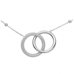 Zilveren GLOW Collier Bal 2x cirkel CZ RD 45cm - 26570