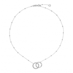 Zilveren GLOW Collier Bal 2x cirkel CZ RD 45cm - 26570