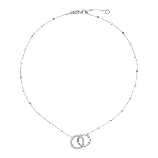 Zilveren GLOW Collier Bal 2x cirkel CZ RD 45cm - 26570