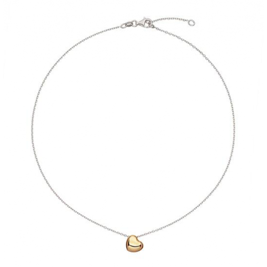 Zilveren collier, Glow, met verguld hart, 45cm - 26571