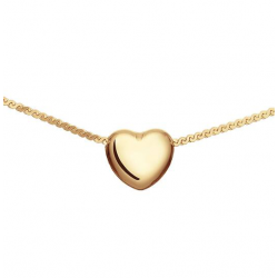 Glow, verguld collier met S schakel en hart. Lengte 45cm - 26574