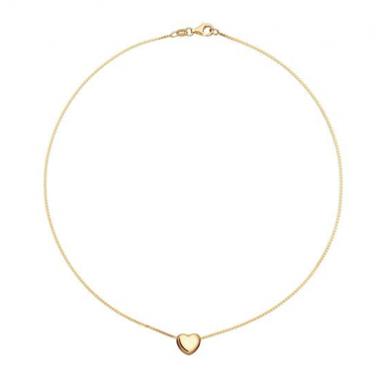 Glow, verguld collier met S schakel en hart. Lengte 45cm - 26574