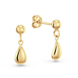 Zilveren oorstekers "Drop + bal", gold plated. - 26581