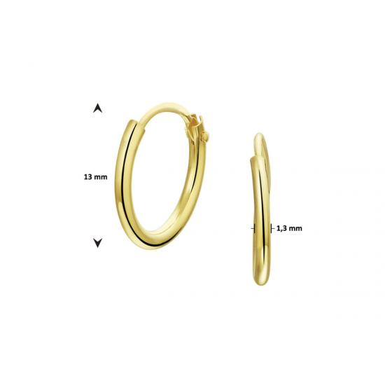 Geelgouden oorringen met een 1,3mm ronde buis. - 26604